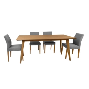 Alexandria Dining Set 180cm Dining Table & 6 Hayne Fabric Dining Chair Grey