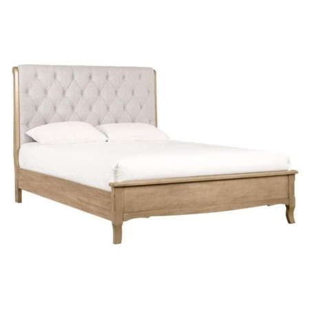 Kale French Provincial Solid Wooden Bed Frame King Size - Beige & Natural