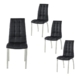 Set Of 4 Yura PU Leather Dining Chair W/ Metal Legs - Black