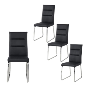 Set Of 4 Fritz PU Leather Dining Chair W/ Metal Legs - Black