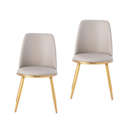 Set Of 2 Tobias Modern PU Leather Dining Chair - Grey & Gold