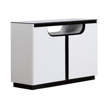 Gisella Luxury Tempered Glass Wooden Sideboard Storage Cabinet - Black & White