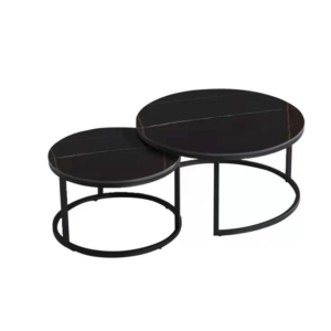 Emery Round Nesting Sintered Stone Coffee Table - Black