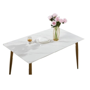 Eniko Rectangular Sintered Stone Dining Table 160cm - Gold & White