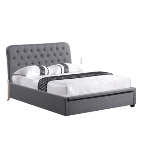 Norah Modern Fabric Gas Lift Tufted Bed Frame King Single Size - Dark Grey