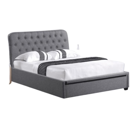 Norah Modern Fabric Gas Lift Tufted Bed Frame Double Size - Dark Grey