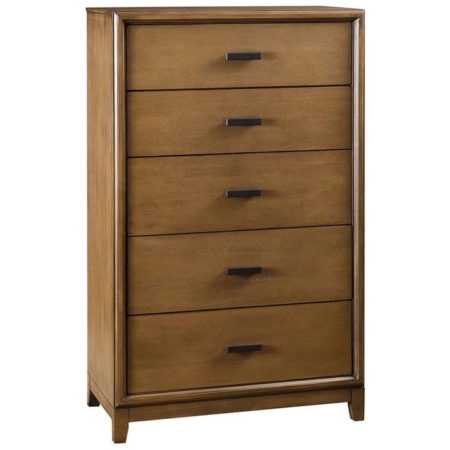 Carter Wooden Solid Timber Chest Of 5-Drawers Dresser Sideboard - Brown