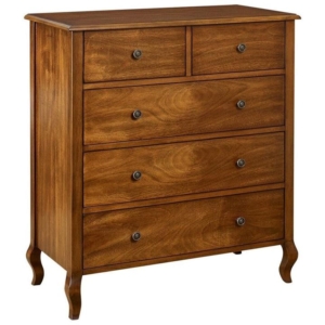 Adelle French Provincial Solid Wooden Chest Of Drawers Tallboy Storage Cabinet - Walnut