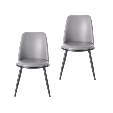 Set Of 2 Tobias Modern PU Leather Dining Chair - Grey & Black