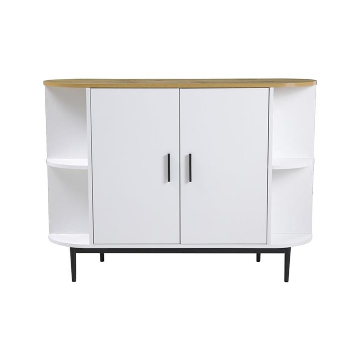 Polish 2-Door Buffet Unit Sideboard Storage Cabinet - White/Natural