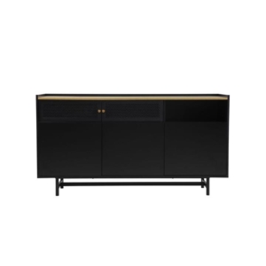 Mesh Buffet Unit Sideboard Storage Cabinet - Black/Natural