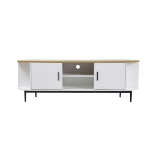 Polish Lowline TV Stand Entertainment Unit Storage Cabinet 160cm - White/Natural