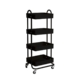 Levede 4 Tiers Kitchen Trolley Cart Steel Storage Rack Shelf Organiser Black