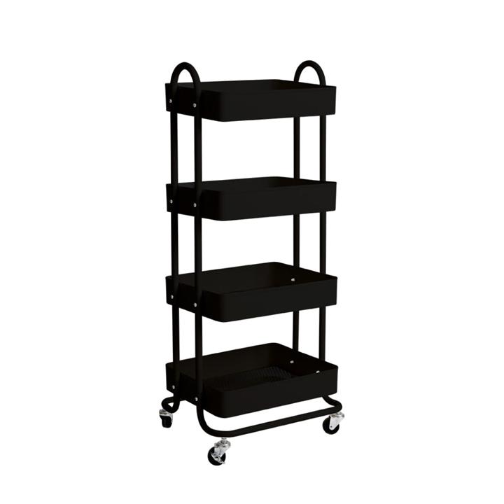 Levede 4 Tiers Kitchen Trolley Cart Steel Storage Rack Shelf Organiser Black