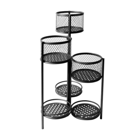 6 Tier Plant Stand Swivel Outdoor Indoor Metal Stands Flower Shelf Rack Garden Black