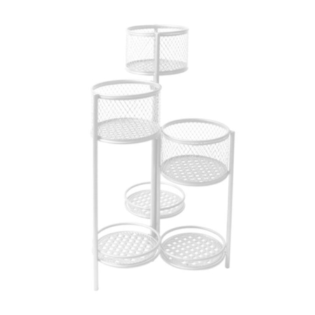 6 Tier Plant Stand Swivel Outdoor Indoor Metal Stands Flower Shelf Rack Garden White