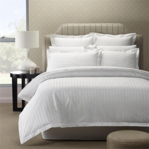 Royal Comfort 1200 Thread count Damask Stripe Cotton Blend Quilt Cover Sets Queen White