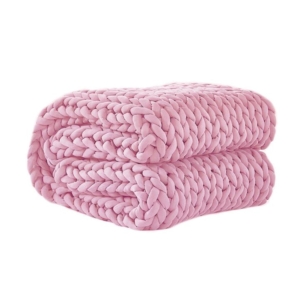 DreamZ Knitted Weighted Blanket Chunky Bulky Knit Throw Blanket 6.5KG Pink