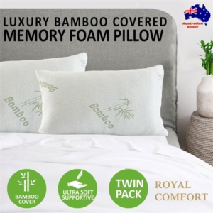 ROYAL COMFORT BAMBOO COVERED MEMORY FOAM PILLOW - 2PK