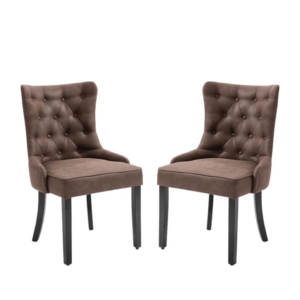 Set Of 2 Atlas Fabric Modern Dining Chair - Brown