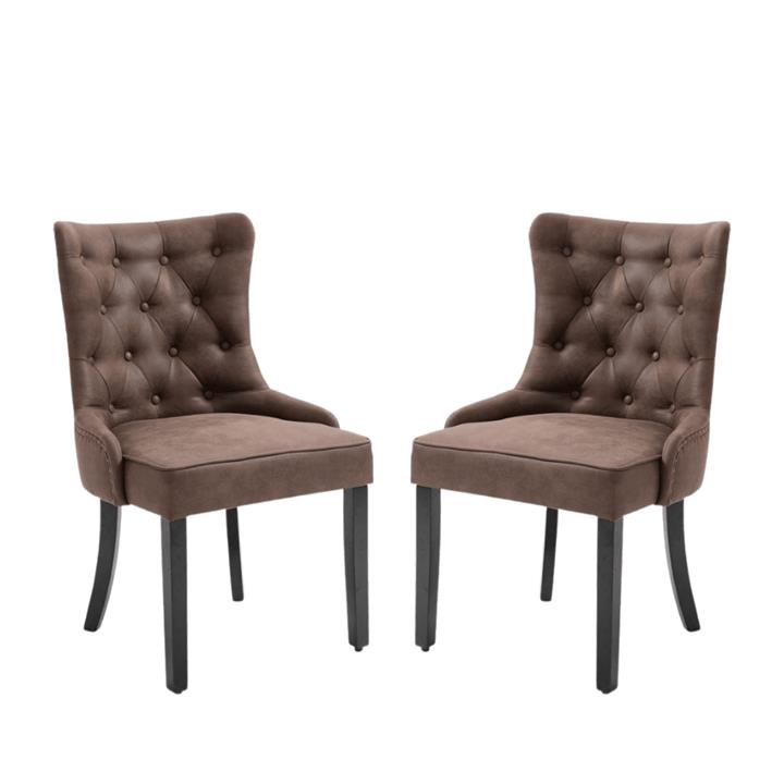 Set Of 2 Atlas Fabric Modern Dining Chair - Brown