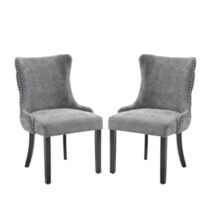 Set Of 2 London Velvet Fabric Dining Chair - Grey