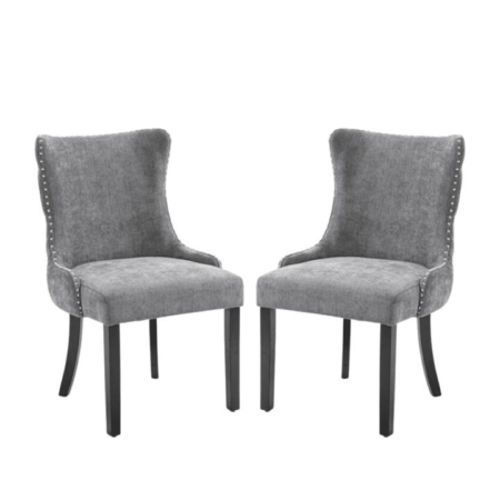 Set Of 2 London Velvet Fabric Dining Chair - Grey