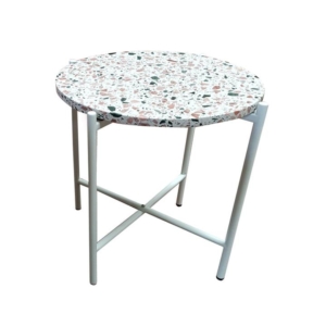 Tristan Terrazzo Side Table White Frame - White