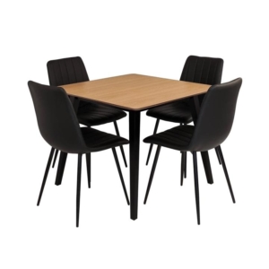 Kanaka Dining Set W/ Square Dining Table & Set Of 4 Molly Dining Chair Black