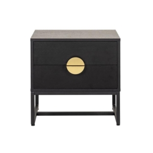 Odin Bedside Nightstand Side Table W/ 2-Drawers BlackHandle