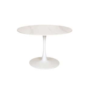 Fari Round Ceramic Kitchen Dining Table 110cm - White Sevella