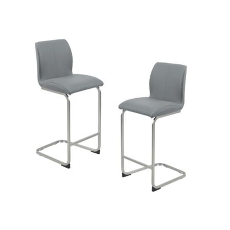 Set Of 2 Minga Eco Leather Kitchen Counter Bar Stools - Grey