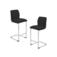 Set Of 2 Minga Eco Leather Kitchen Counter Bar Stools - Black