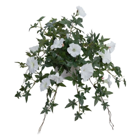 Cream Morning Glory Artificial Fake Plant Decorative Arrangement 45cm In Pot Cream