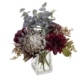 Wine Dahlia & Protea Mixed  Artificial Fake Plant Decorative Arrangement 39cm In Glass