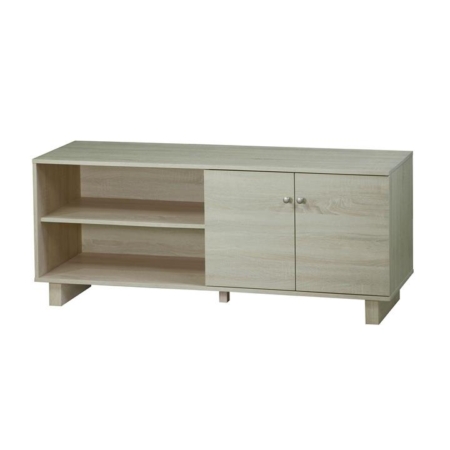 Alicia Compact Lowline 2 Doors Entertainment Unit TV Stand - White Oak