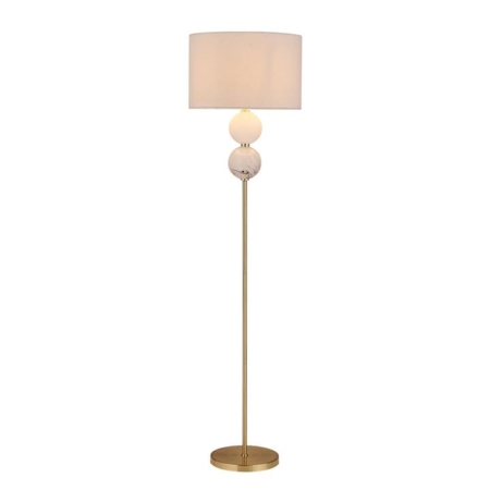 Angie Modern Fabric Shade Orbs Design Metal Floor Lamp Light Brass