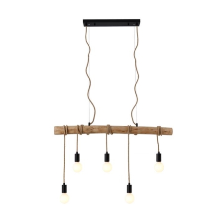 Evonne Timber Wood Pendant Lamp Light Black/Natural