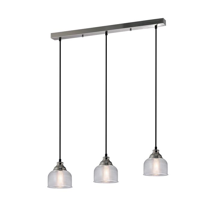 Nirvana 3-Lights Modern Glass Shade Pendant Lamp Light Satin Chrome