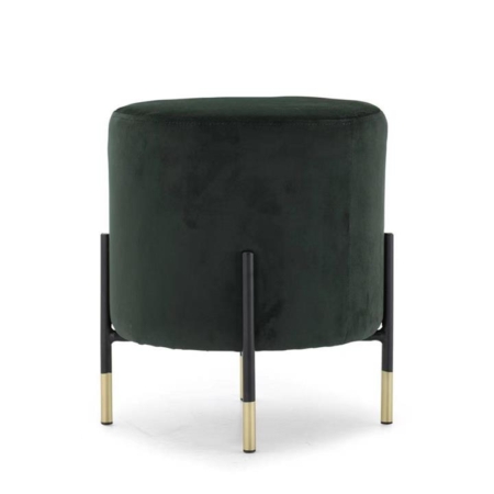 Gina Modern Velvet Fabric Ottoman Foot Stool W/ Gold Tip - Forest Green