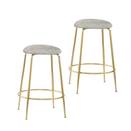 Set Of 2 Lida Modern Fabric Kitchen Bar Stool W/ Black Metal Legs - Grey