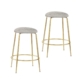 Set Of 2 Lida Modern Fabric Kitchen Bar Stool W/ Black Metal Legs - Grey