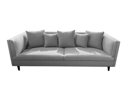 Stasia Modern Fabric 3-Seater Sofa Relaxing Couch Wooden Legs - Grey