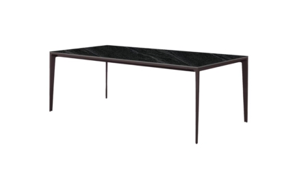 Innovation S Sintered Porcelain Stone Modern Italian Design Rectangular Dining Table 180cm - Black Sandstone / Bronze
