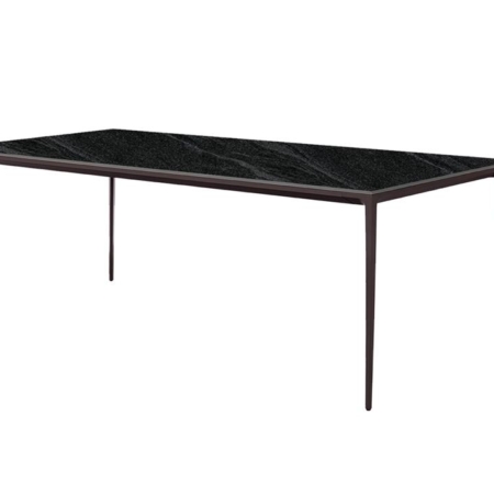 Innovation S Sintered Porcelain Stone Modern Italian Design Rectangular Dining Table 180cm - Black Sandstone / Bronze