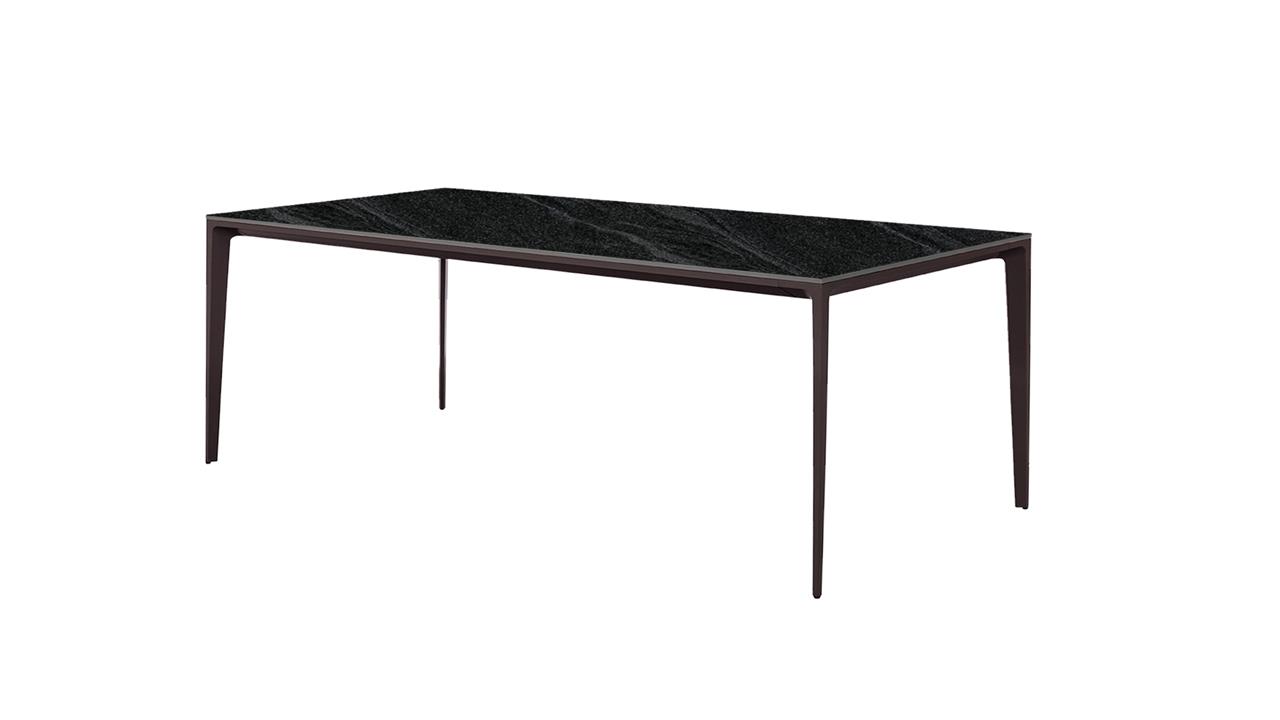 Innovation S Sintered Porcelain Stone Modern Italian Design Rectangular Dining Table 180cm - Black Sandstone / Bronze