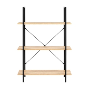 Arwen Wide 3-Tier Bookcase Display Shelf Storage Unit - Oak/Black