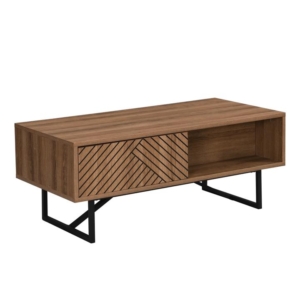 Evie Rectangular Coffee Table W/ 2-Drawers - Patt Oak/Black
