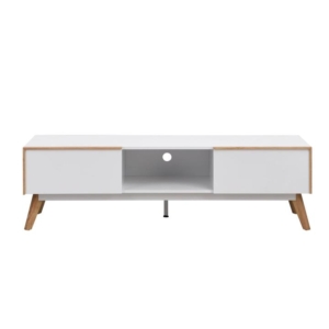 Autumn Scandinavian Lowline Entertainment Unit TV Stand W/ 2-Drawers 150cm - White/Oak