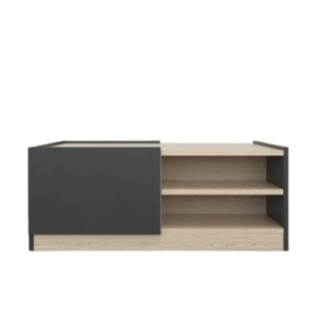 Eleanor Modern Open Shelf Coffee Table W/ 2-Doors - Oak/Black